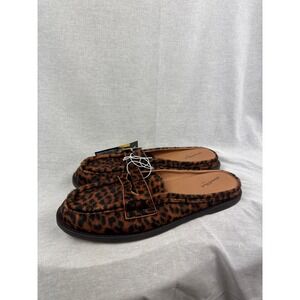 Universal Thread Margot Leopard Print Faux Mules Womens 8.5 Penny Loafer Brown